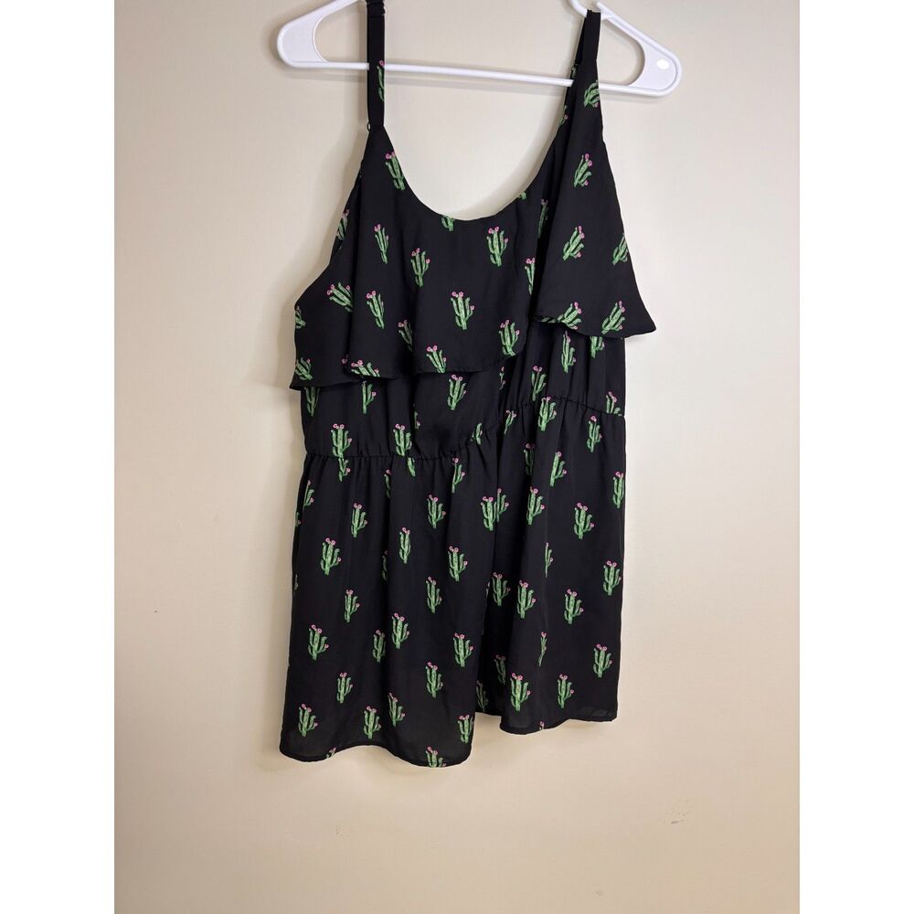 Torrid Size 4 Black Cactus Print Ruffle Cami Top Plus Size Boho